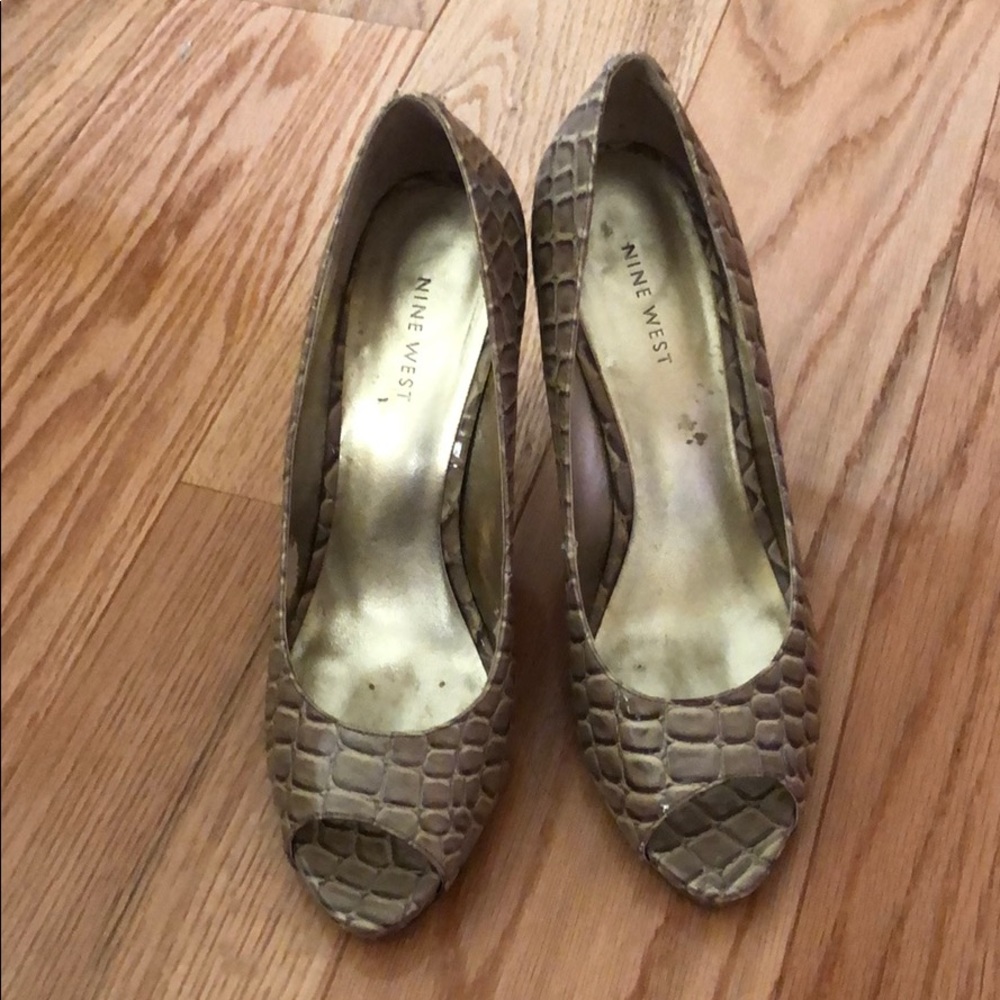 Nine West animal print brown heels